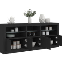 Sideboard mit LED-Leuchten Schwarz 162x37x67 cm