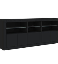 Sideboard mit LED-Leuchten Schwarz 162x37x67 cm