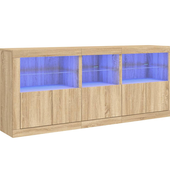 Sideboard mit LED-Leuchten Sonoma-Eiche 162x37x67 cm