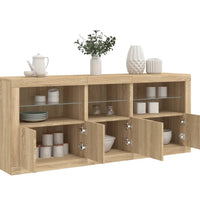 Sideboard mit LED-Leuchten Sonoma-Eiche 162x37x67 cm