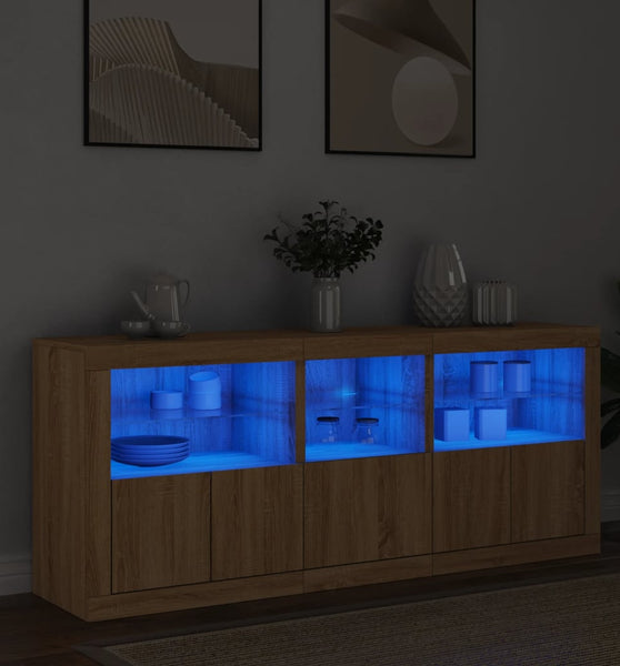 Sideboard mit LED-Leuchten Sonoma-Eiche 162x37x67 cm