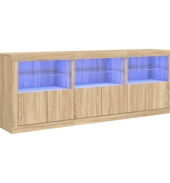 Sideboard mit LED-Leuchten Sonoma-Eiche 181,5x37x67 cm