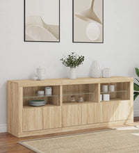 Sideboard mit LED-Leuchten Sonoma-Eiche 181,5x37x67 cm