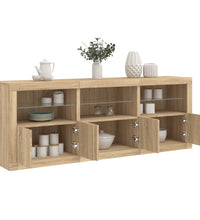 Sideboard mit LED-Leuchten Sonoma-Eiche 181,5x37x67 cm