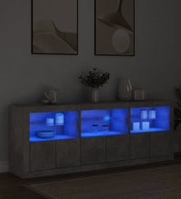 Sideboard mit LED-Leuchten Betongrau 181,5x37x67 cm