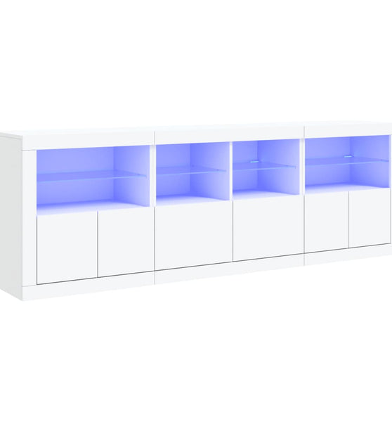 Sideboard mit LED-Leuchten Weiß 202x37x67 cm