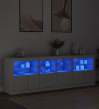 Sideboard mit LED-Leuchten Weiß 202x37x67 cm