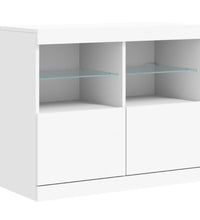 Sideboard mit LED-Leuchten Weiß 202x37x67 cm