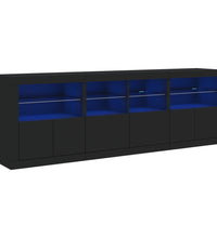 Sideboard mit LED-Leuchten Schwarz 202x37x67 cm