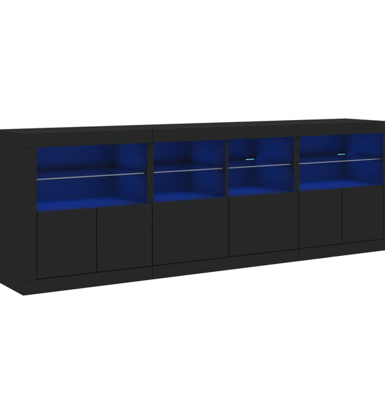 Sideboard mit LED-Leuchten Schwarz 202x37x67 cm