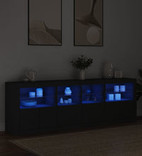 Sideboard mit LED-Leuchten Schwarz 202x37x67 cm