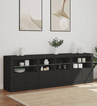 Sideboard mit LED-Leuchten Schwarz 202x37x67 cm