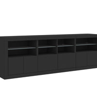 Sideboard mit LED-Leuchten Schwarz 202x37x67 cm