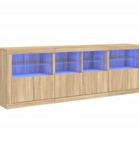 Sideboard mit LED-Leuchten Sonoma-Eiche 202x37x67 cm