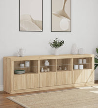 Sideboard mit LED-Leuchten Sonoma-Eiche 202x37x67 cm