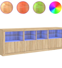 Sideboard mit LED-Leuchten Sonoma-Eiche 202x37x67 cm