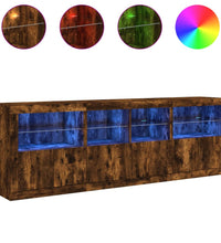 Sideboard mit LED-Leuchten Räuchereiche 202x37x67 cm