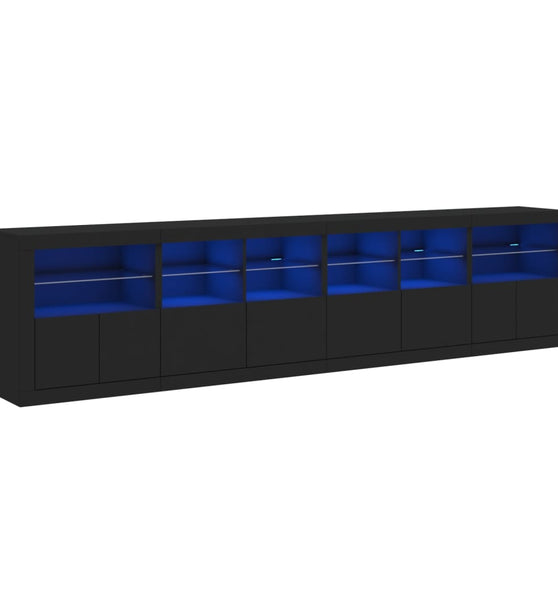 Sideboard mit LED-Leuchten Schwarz 283x37x67 cm