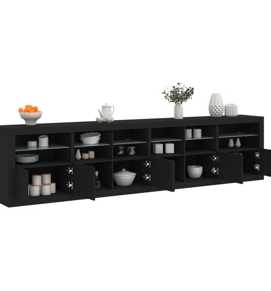 Sideboard mit LED-Leuchten Schwarz 283x37x67 cm