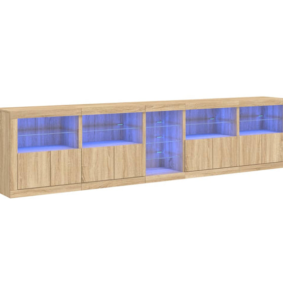 Sideboard mit LED-Leuchten Sonoma-Eiche 283x37x67 cm