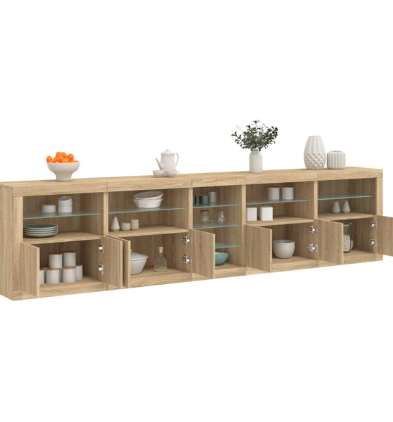 Sideboard mit LED-Leuchten Sonoma-Eiche 283x37x67 cm