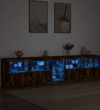 Sideboard mit LED-Leuchten Räuchereiche 283x37x67 cm