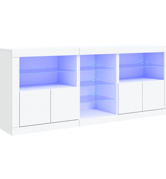 Sideboard mit LED-Leuchten Weiß 162x37x67 cm