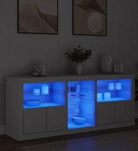 Sideboard mit LED-Leuchten Weiß 162x37x67 cm