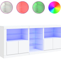 Sideboard mit LED-Leuchten Weiß 162x37x67 cm