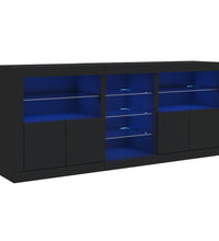 Sideboard mit LED-Leuchten Schwarz 162x37x67 cm