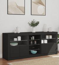 Sideboard mit LED-Leuchten Schwarz 162x37x67 cm