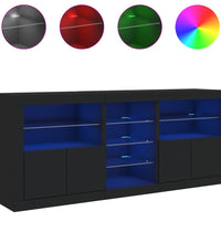 Sideboard mit LED-Leuchten Schwarz 162x37x67 cm