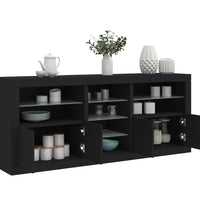 Sideboard mit LED-Leuchten Schwarz 162x37x67 cm