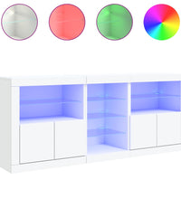 Sideboard mit LED-Leuchten Weiß 181,5x37x67 cm
