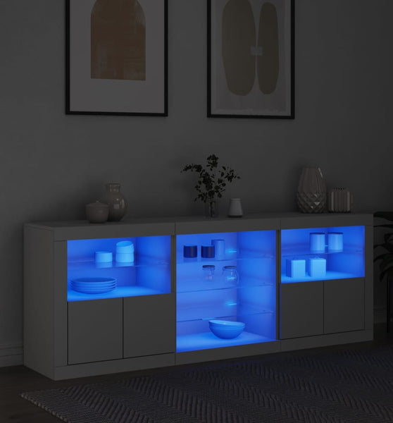 Sideboard mit LED-Leuchten Weiß 181,5x37x67 cm