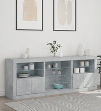 Sideboard mit LED-Leuchten Betongrau 181,5x37x67 cm