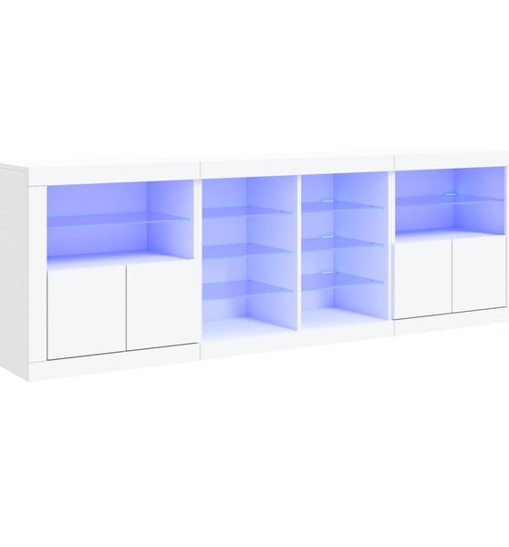 Sideboard mit LED-Leuchten Weiß 202x37x67 cm