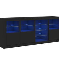 Sideboard mit LED-Leuchten Schwarz 164x37x67 cm