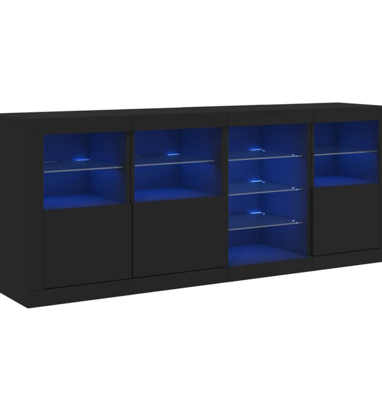 Sideboard mit LED-Leuchten Schwarz 164x37x67 cm