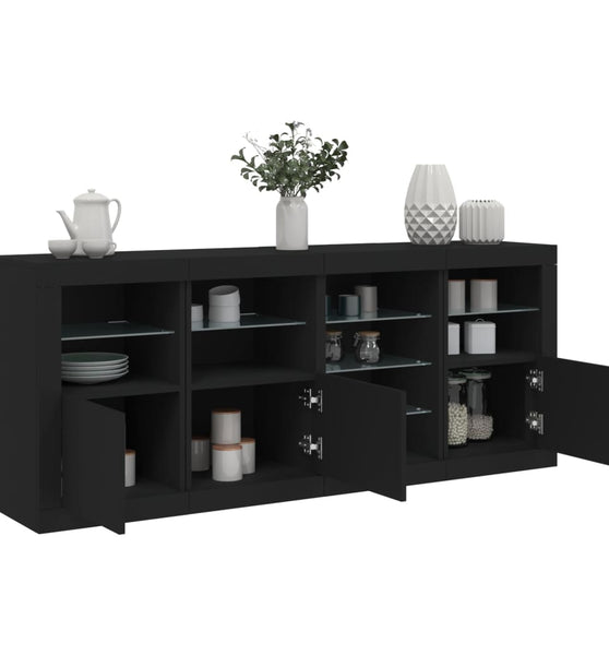 Sideboard mit LED-Leuchten Schwarz 164x37x67 cm