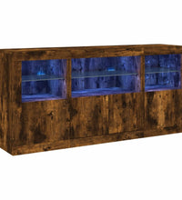 Sideboard mit LED-Leuchten Räuchereiche 142,5x37x67 cm