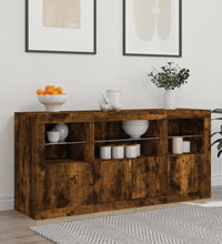 Sideboard mit LED-Leuchten Räuchereiche 142,5x37x67 cm