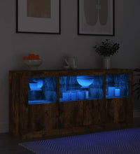 Sideboard mit LED-Leuchten Räuchereiche 142,5x37x67 cm