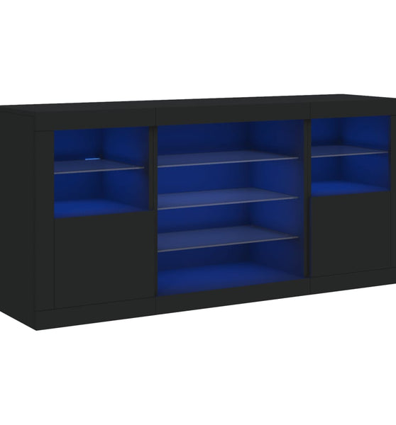 Sideboard mit LED-Leuchten Schwarz 142,5x37x67 cm