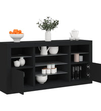 Sideboard mit LED-Leuchten Schwarz 142,5x37x67 cm