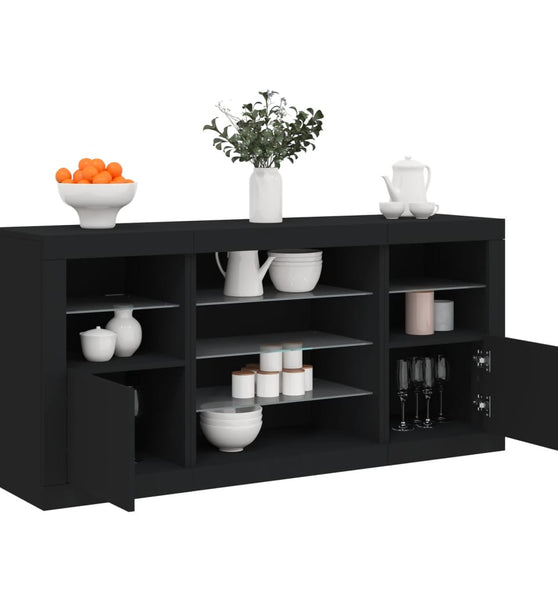 Sideboard mit LED-Leuchten Schwarz 142,5x37x67 cm