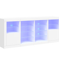 Sideboard mit LED-Leuchten Weiß 163x37x67 cm