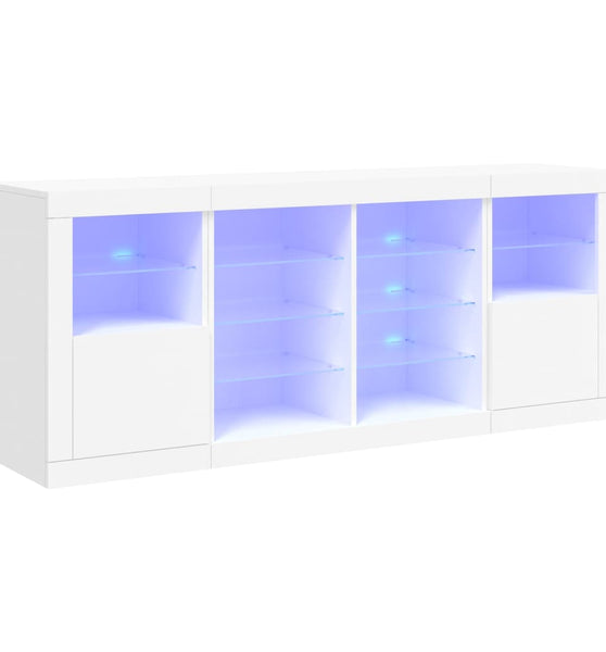 Sideboard mit LED-Leuchten Weiß 163x37x67 cm