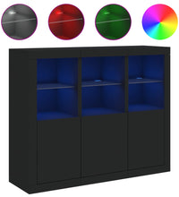 Sideboards mit LED-Leuchten 3 Stk. Schwarz Holzwerkstoff