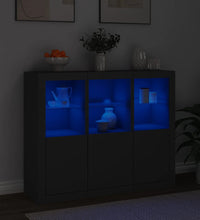 Sideboards mit LED-Leuchten 3 Stk. Schwarz Holzwerkstoff